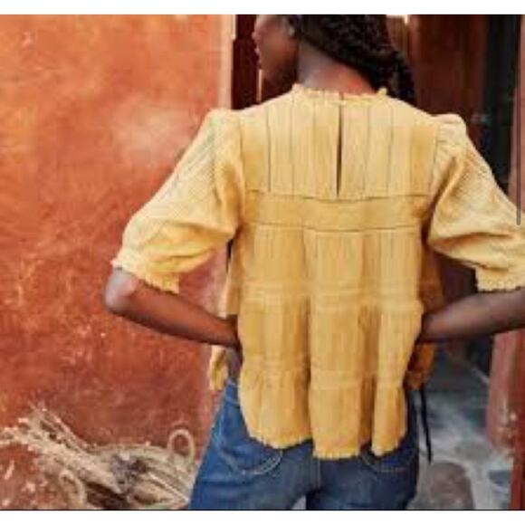 DOEN Adnet Top in Wheat S Embroidered Lace - Picture 3 of 10